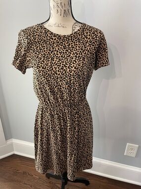 Old Navy Leopard-Print Short Sleeve Mini Dress - Tan/Black